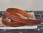TucciPolo Tobacco Checkerboard Weave Mens Leather Luxury Handmade Belt