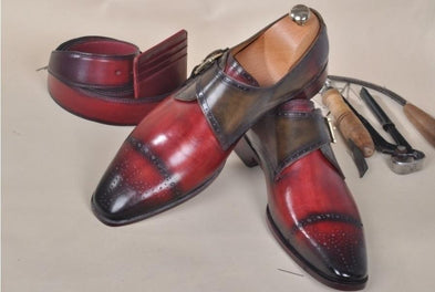 TucciPolo Verno Mens Full Grain Italian Leather Handmade Single Buckle Monkstrap Luxury Shoe