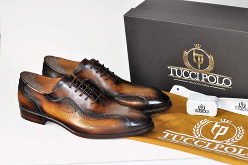 TucciPolo Kesington-TP Handmade Luxury Mens Brown Italian Leather Shoe