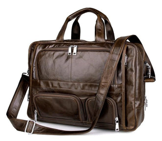 TucciPolo 7289C 100% Genuine Vintage Leather Men's Coffee Business Briefcase Laptop Bag