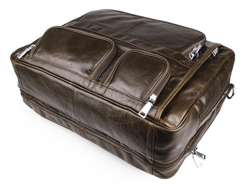 TucciPolo 7289C 100% Genuine Vintage Leather Men's Coffee Business Briefcase Laptop Bag